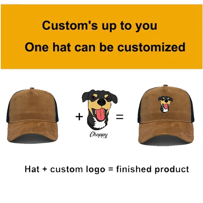 Individuell besticktes Logo Wildleder Trucker Cap Sommer Atmungsaktive Mesh Herren Baseballkappe Damen DIY Grafik Sonnenhüte – Detail 1