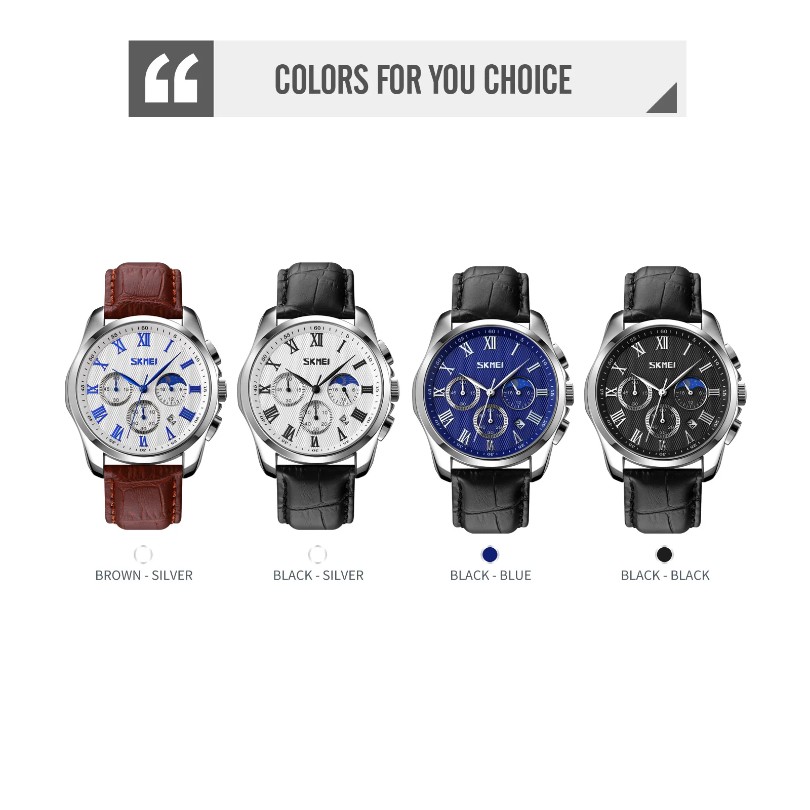 SKMEI Fashion czteropłytowy sześciogwiazdkowy zegarek kwarcowy biznesowy minuta i drugi minutnik, wodoodporna osobowość Мужские час 9260