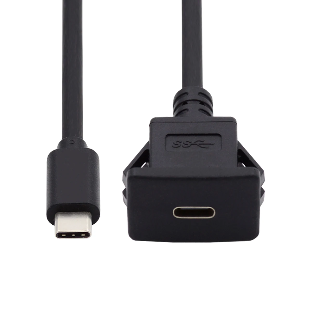 USB-C Type-C USB 3.1 Male To Female 10Gbps Extension Flush Car Latch Mount Extension Cable for Dashboard Panel