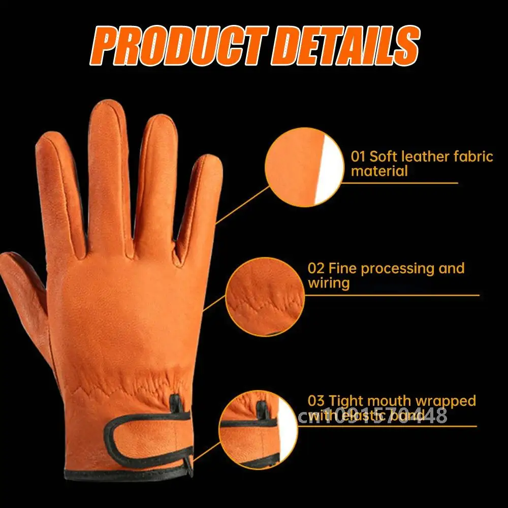 Leather Welding Gloves Sheepskin Leather Workers Welding Work Gloves Safety Protection Motorcycle Driver Wear-resistant Glove