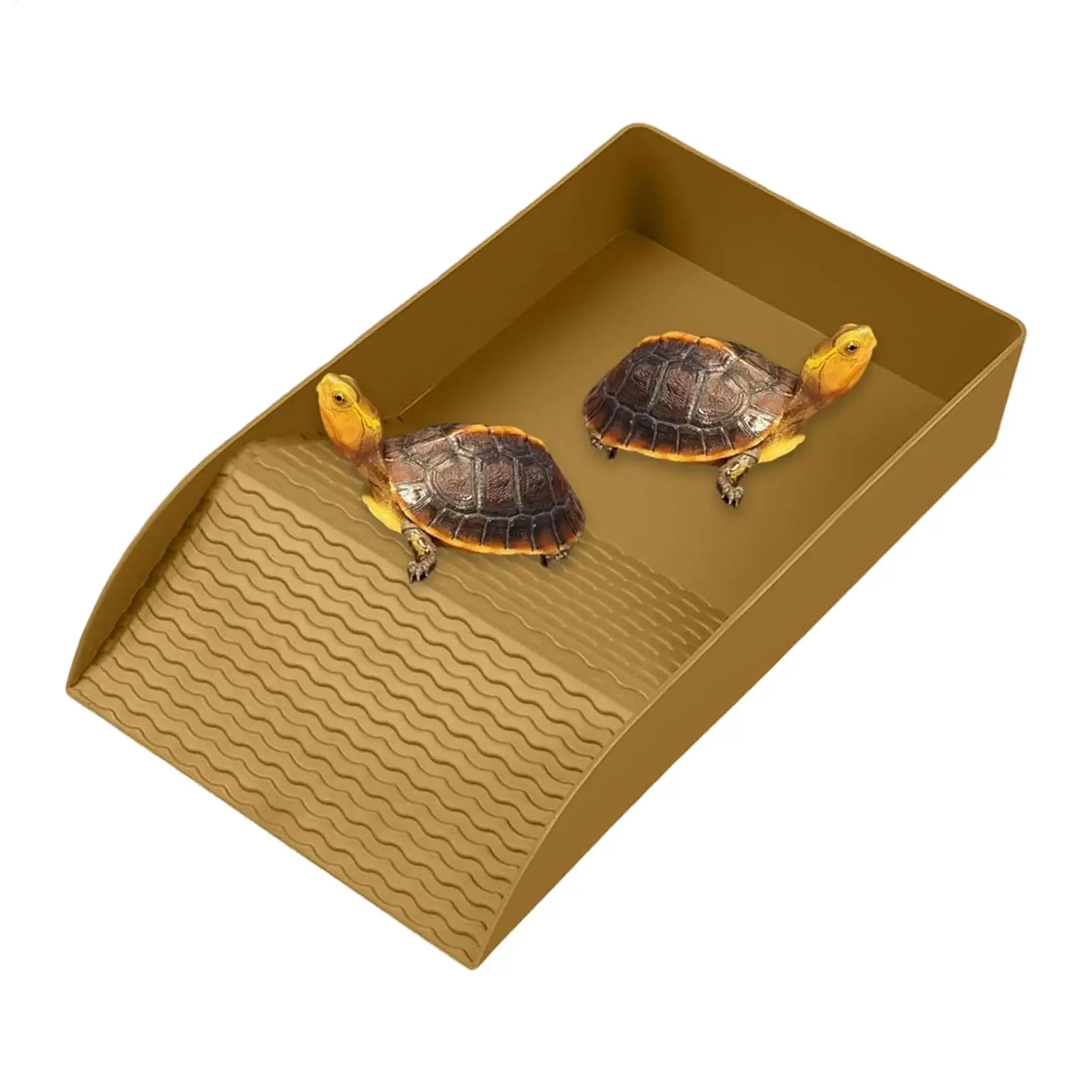 Schildkröten-Tauchbecken mit Sonnplattform, Reptilien-Futter- und Wasserschale, Rutschfeste Große Habitat-Wasserschüssel für Schildkröten, Geckos, Eidechsen und Schlangen – Detail 6