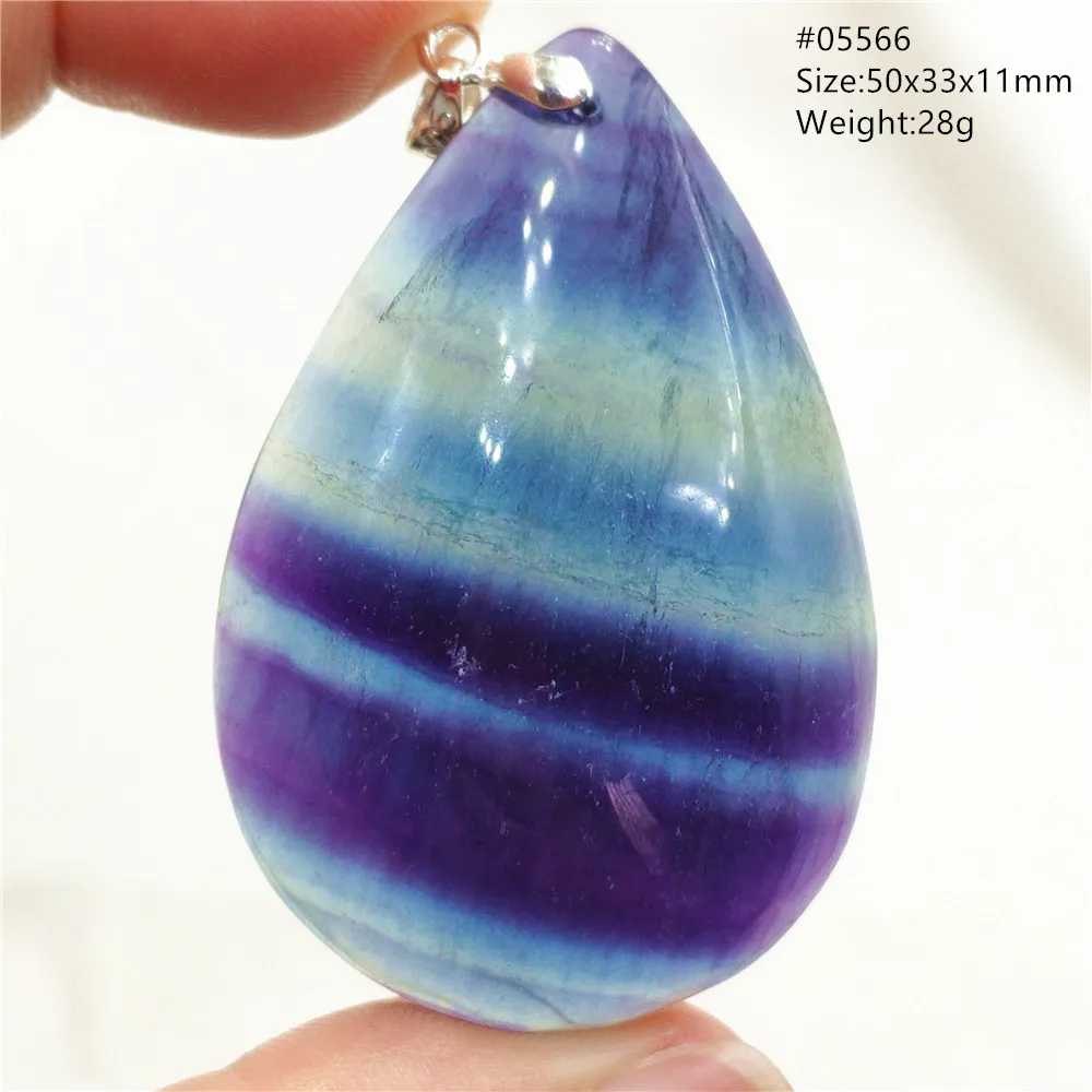 Natural Blue Fluorite Quartz Pendant Necklace Jewelry Water Drop Blue Red Fluorite Crystal Rainbow For Woman Men AAAAA