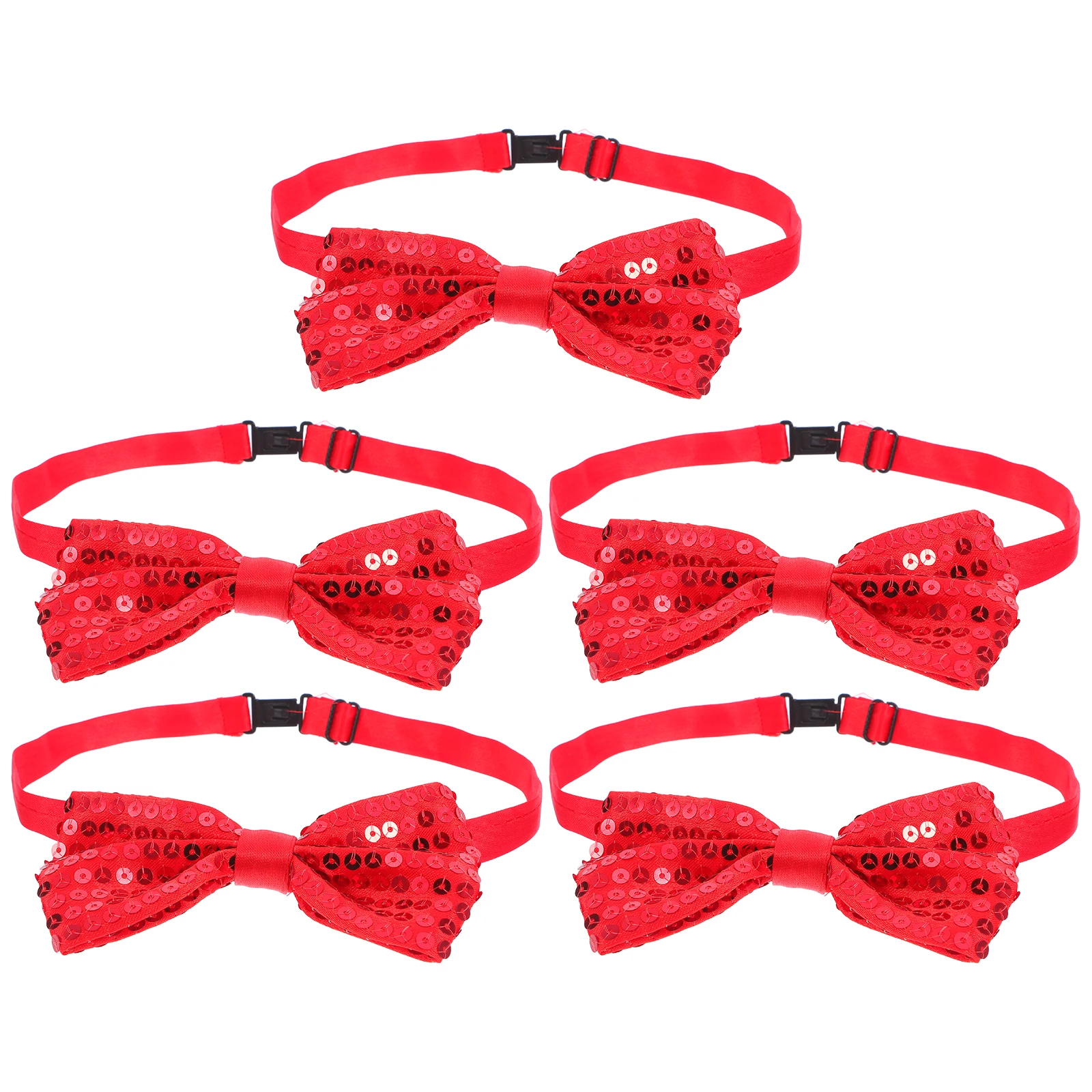 

5Pcs Kids Pre-Tied Adjustable Sequin Bow Ties Sparkly Bowties for Stage Performance Graduation Party Daily Wear Boys Girls