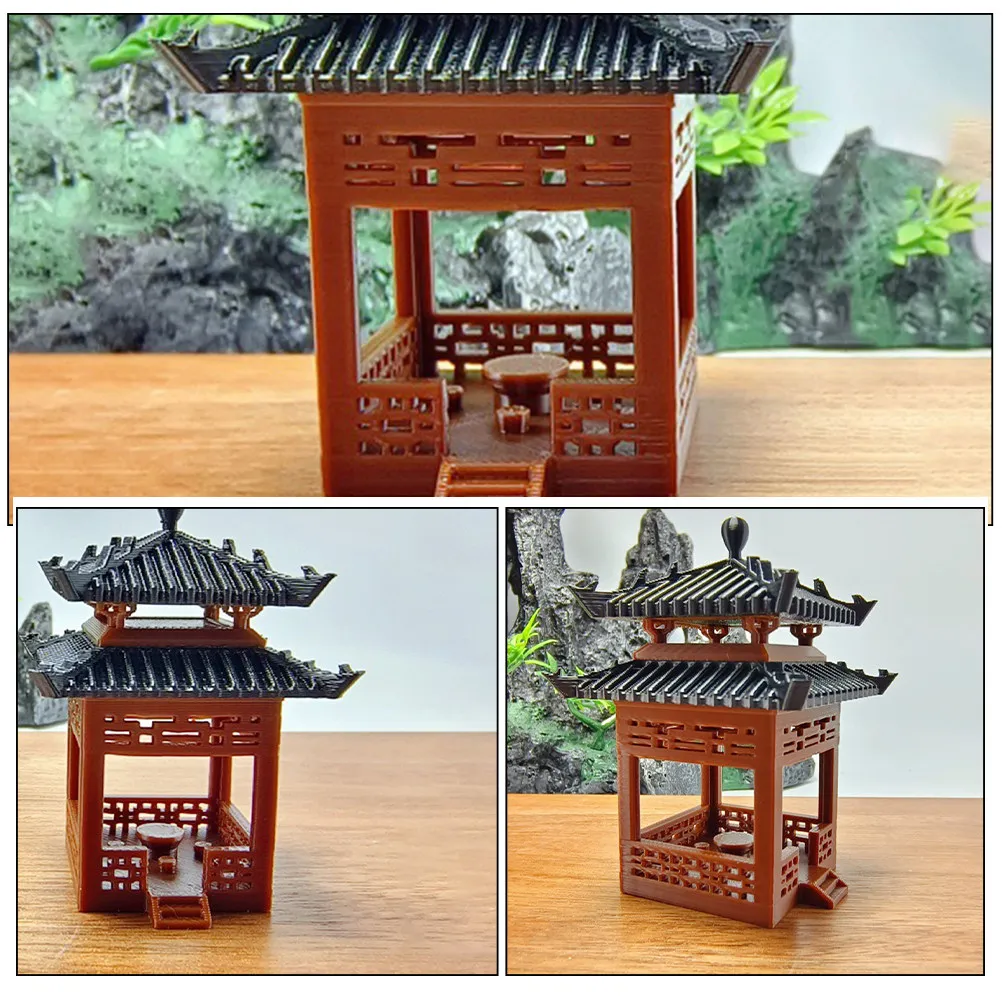 Miniature Pagoda Pavilion Statue Finish Zen Garden Decoration Aquarium Micro Landscape Asian Garden Decor Fairy