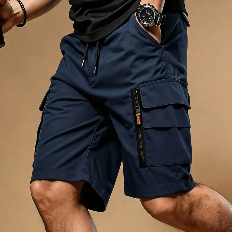Men'S Tactical Shorts Elastic Waistband Work Pants Outdoor Casual Sports Beach Pants Summer Work Shorts