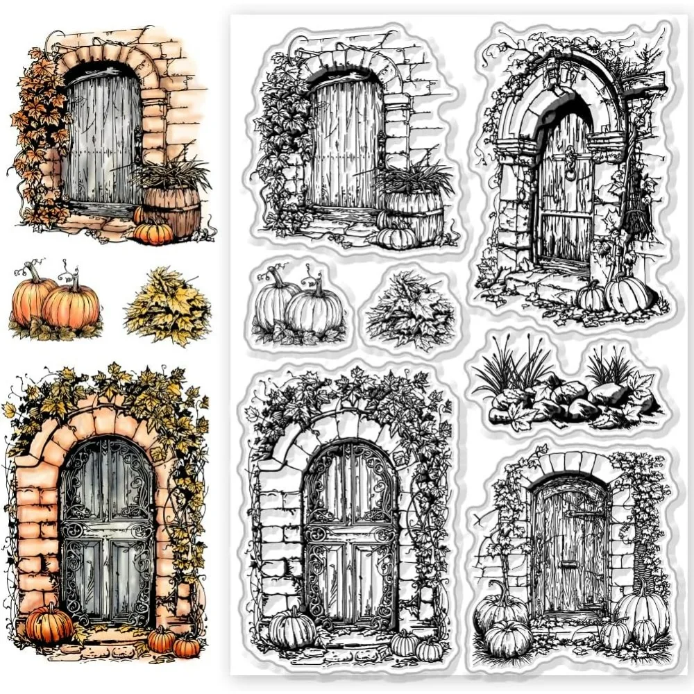 1pc Autumn Gate Silicone Clear Stamps Autumn Pumpkin Stamp for DIY Scrapbooking Photo Album Decorative Cards Making Stamps