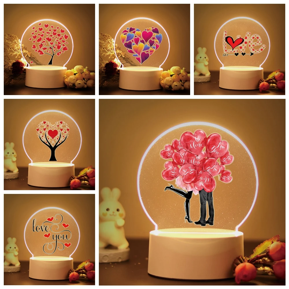 Send to your lover Acrylic Led Night Lamp for Bedroom Decor Girlfriend Lovers Gift