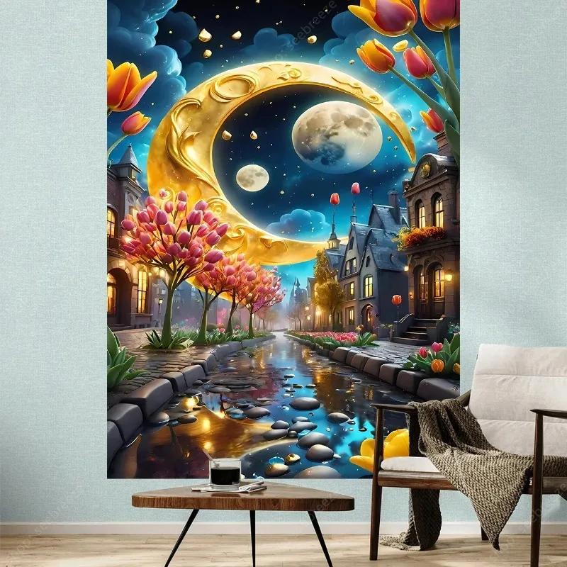 

Sun Moon Mandala Tapestry Wall Hanging for Hippie Room Decor Aesthetics Bohemian Witchcraft Home Wall Decor Ramadan Tapestries