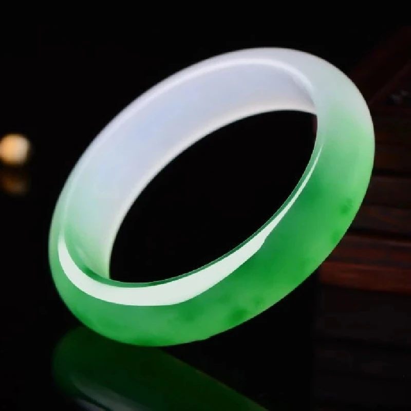 Real Green Jade Bangles Natural Floating Flower Emerald Best Sellers Original Ecological Pattern Jewelry