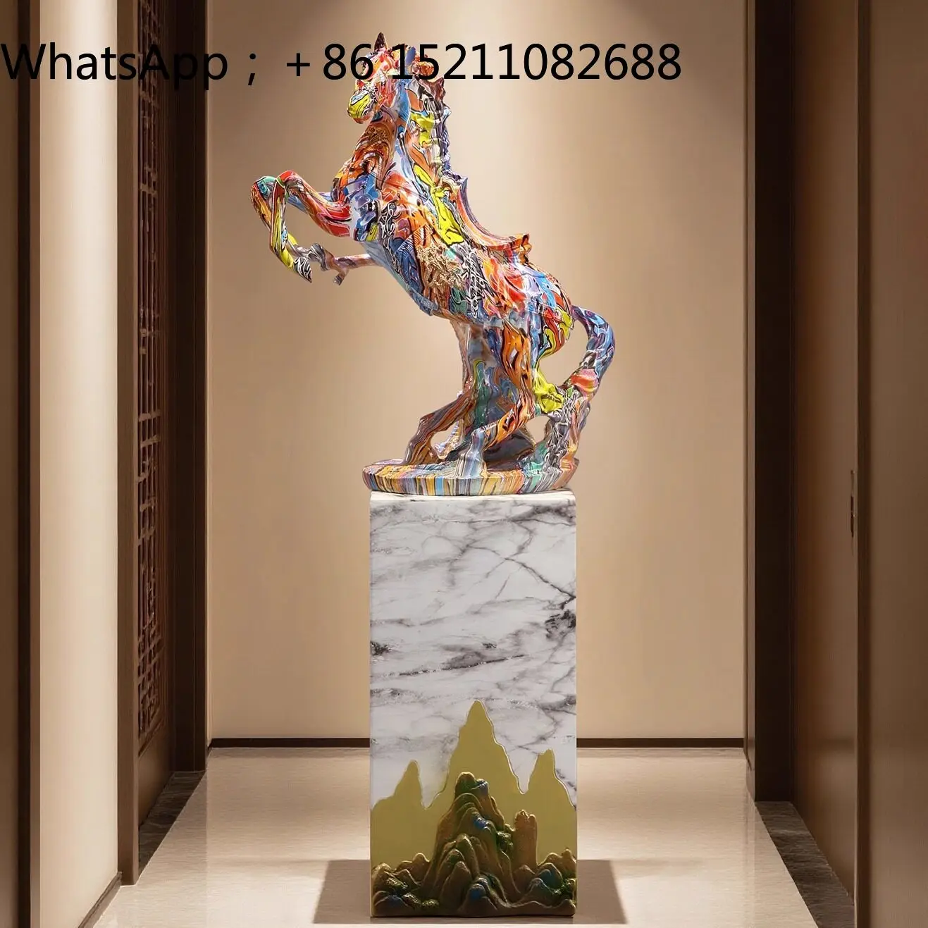 SCY light luxury high-end color horse floor-to-ceiling large ornament living room office entrance decoration gift