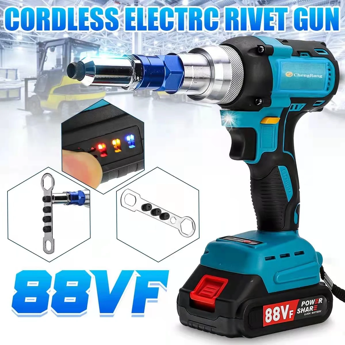 

88VF Brushless Cordless Electric Rivet Gun Battery Power Display Rivet Nut Gun Automatic Riveting Tool For Makita 18V Battery