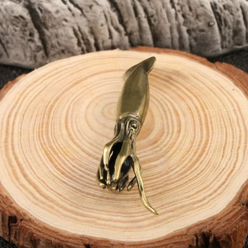 1PC Brass Squid Cuttlefish Mini Decorative Figurines Cute Marine Animals Desk Decoration Craft Collection Souvenirs Home Decor - Image 5