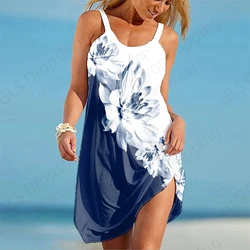 Floral 3d Sleeveless Beach Dress Women Fashion Bohemian Mini Strap Dresses Party Evening Elegant Casual Gradient Sundress