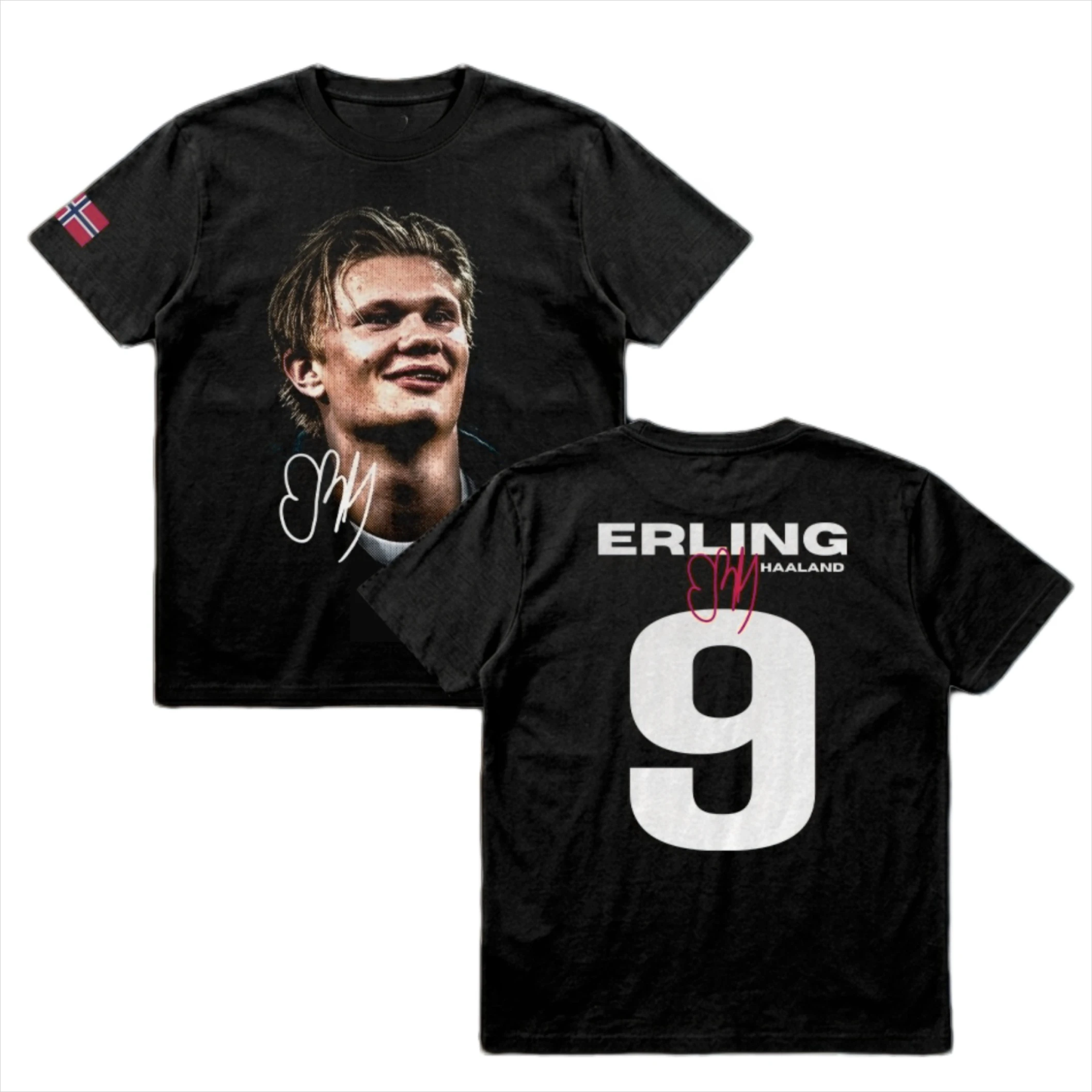 Soccer Sports Double Sided Print T-shirt Men Football Athlete Portrait Number Graphic Soft Cotton Casual Short Sleeve Fan Tee