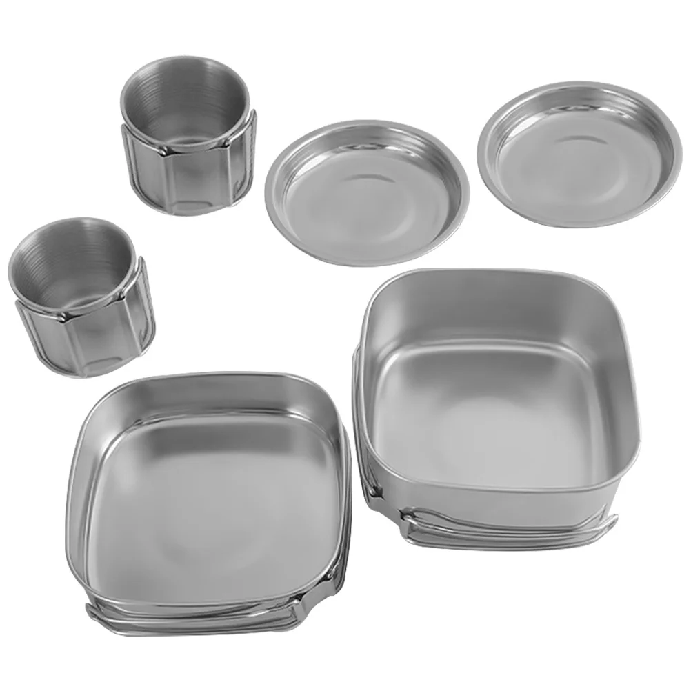 

1Set Stainless Steel Camping Cooking Set Durable Lightweight Outdoor Portable Pot Pan Picnic Supplies Camping Tableware