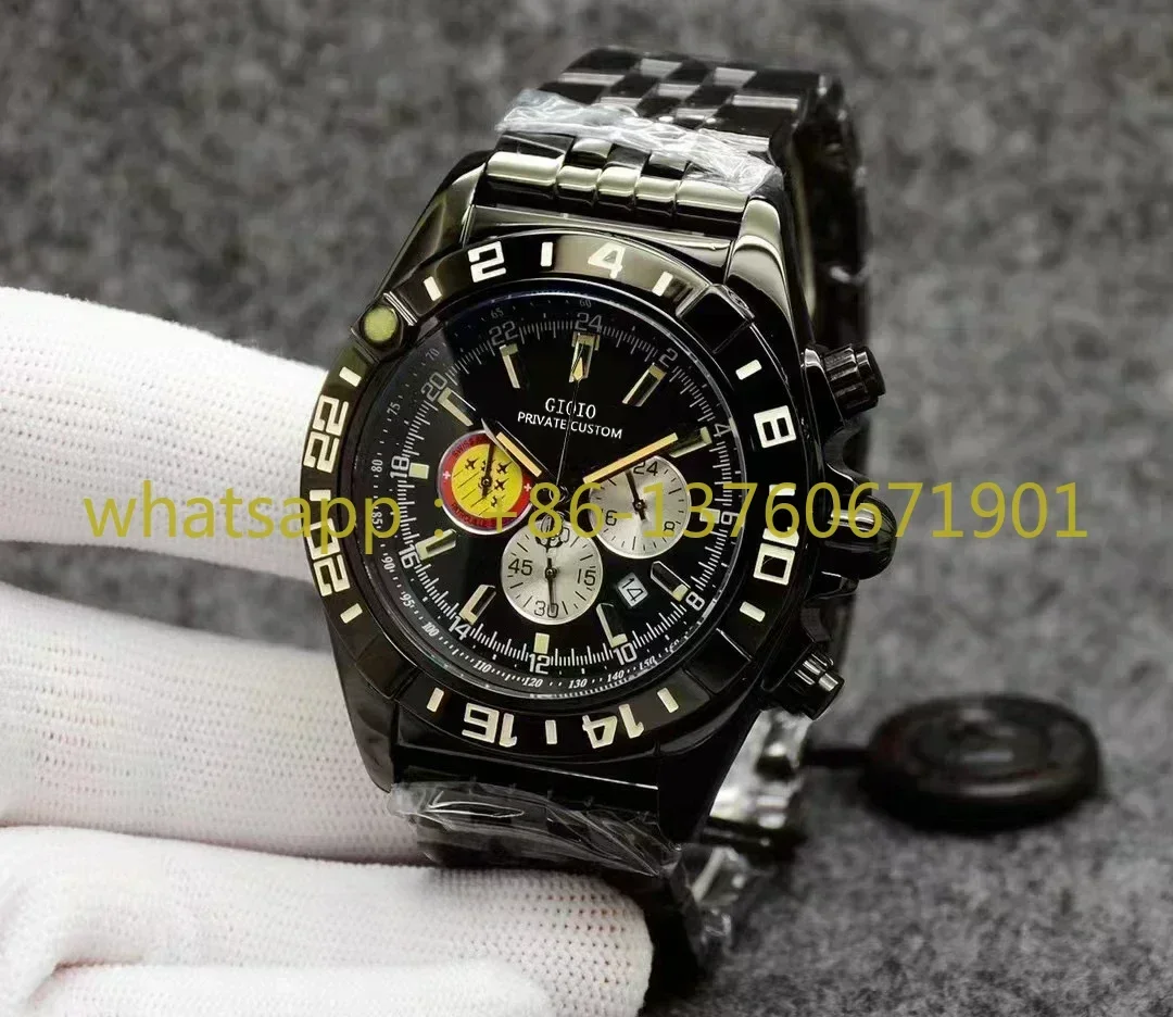 Luxury New Mens Quartz Chronograph Watch Stainless Steel Strap Silver Black Blue Rose Gold Sports Sapphire Glass