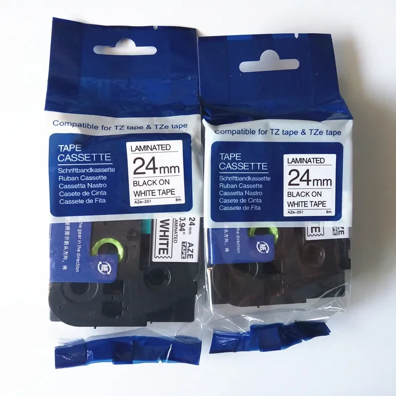 50PK High Quality Label Tape TZe-251 Black On White 24mm P touch Mixed Compatible Paper Tags Aze-251 for PT2100