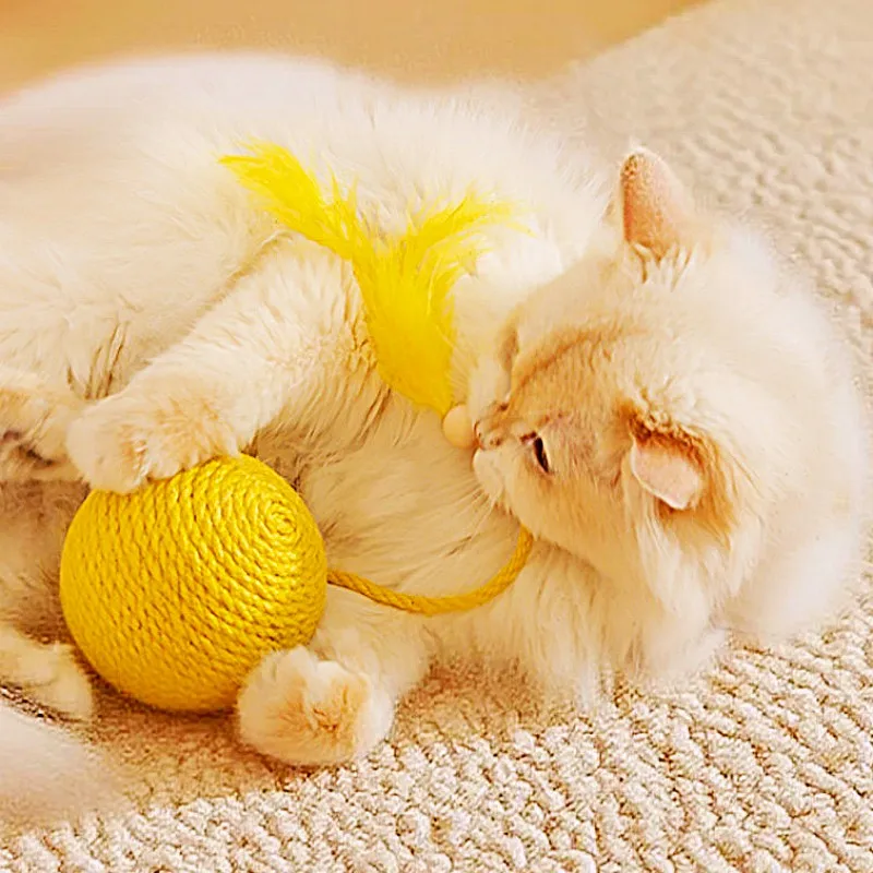 Juguetes para gatos bolas de plumas y cuerdas interactivas resistentes - imagen 2