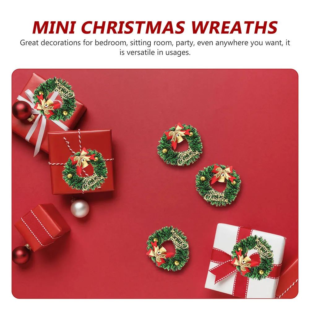 

20Pcs Mini Christmas Wreath Hanging Ornaments Xmas Tree Garland Decorative Xmas Party Supplies Mini Christmas Wreaths