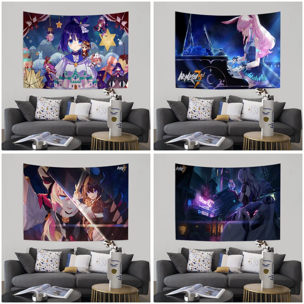 Honkai Impact 3rd Colorful Tapestry Wall Hanging Home Decoration Hippie Bohemian Decoration Divination Wall Art Decor