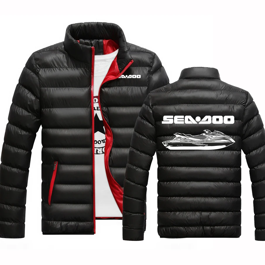 

Sea Doo Seadoo Moto Men's New Winter Cotton Jackets Casual Outwear Coats Solid Color Stand Collar Windbreak Cotton Padded Coats