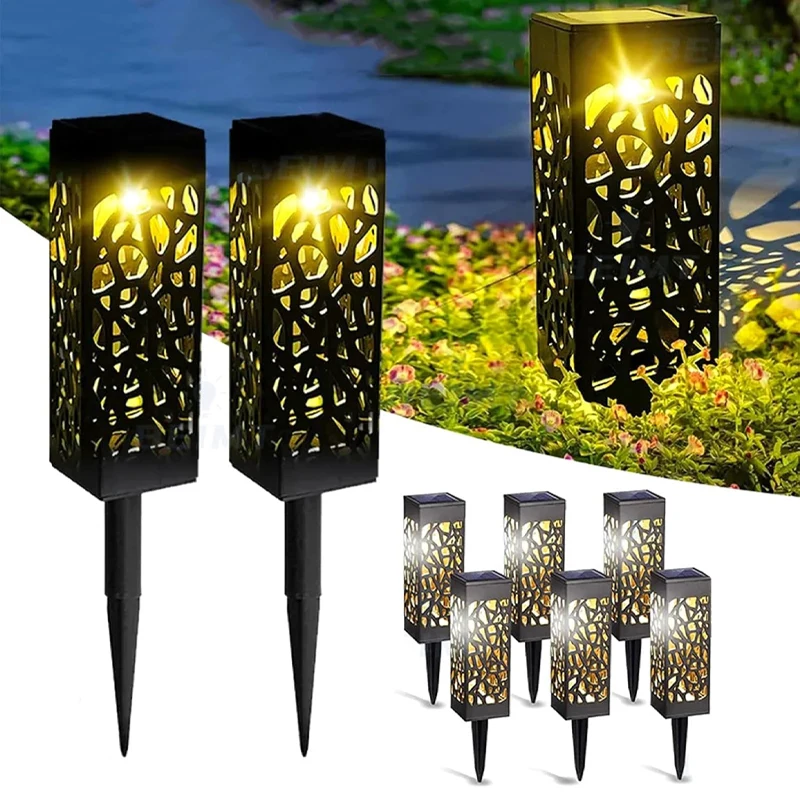

Waterproof Solar Lawn Lights with Decorative Cutout Pattern LED Garden Lights Auto On Off Sensor for Outdoor Landscape Pathways