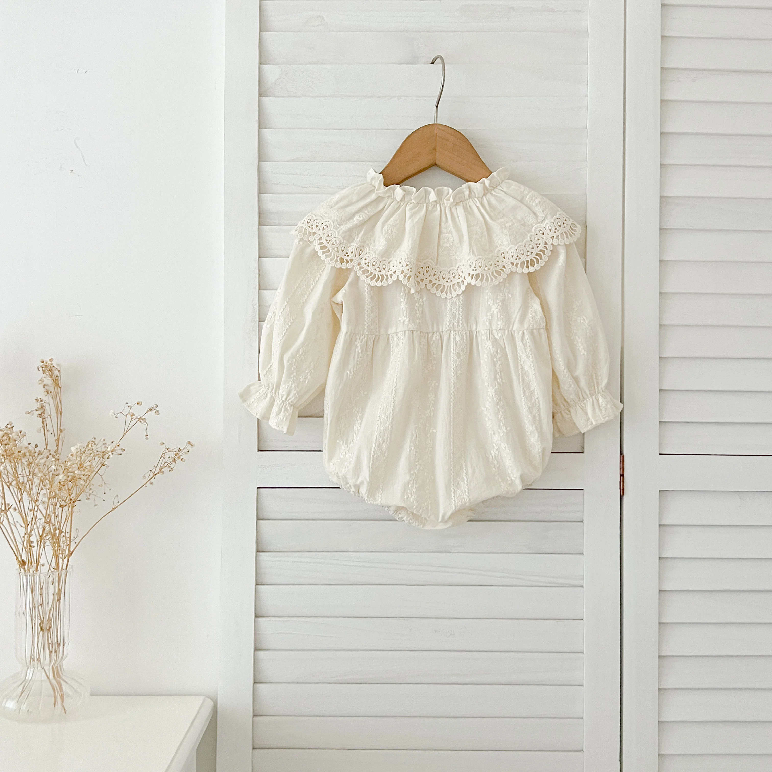 0-2Yrs Neugeborenen Body Frühling Herbst Kleidung Babyspielanzug Revers Kragen Prinzessin Bogen Strampler Lange Ärmel Infant Mädchen Overall – Detail 1