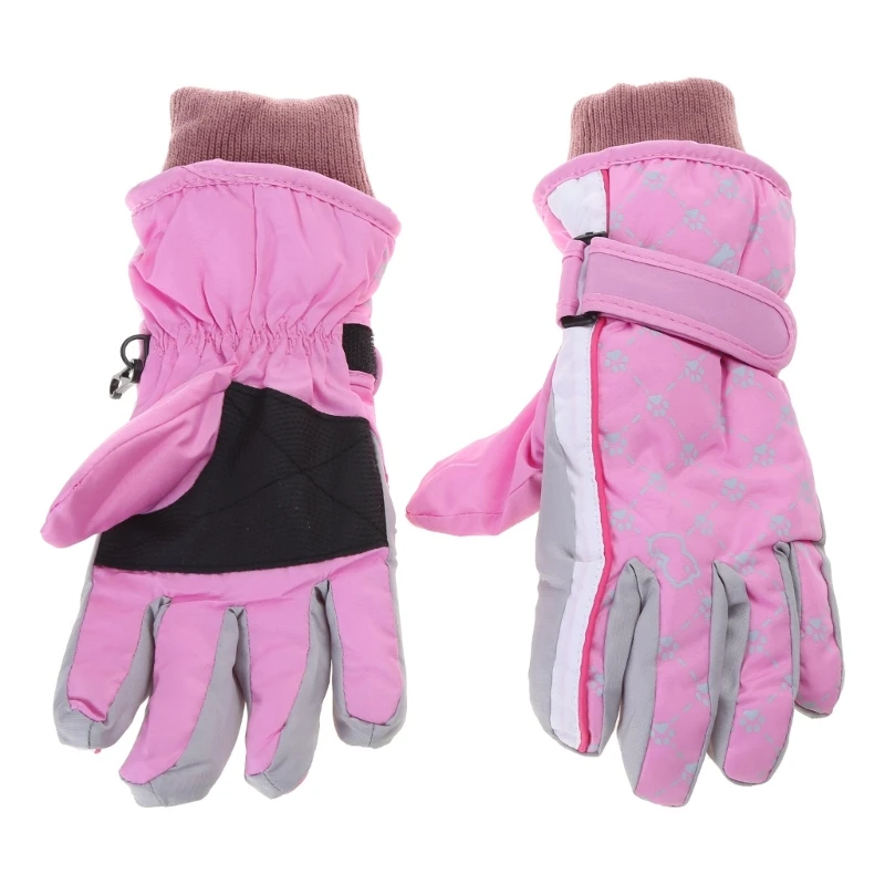 ถุงมือเด็กกันน้ำWindproofกลางแจ้งความร้อนถุงมือเด็กฤดูหนาวSnow Mittensสำหรับ 5-8 ปีชายหญิง