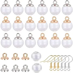 1 Box 120Pcs Wish Bottle Glass Ball Earrings Making Kit 40pcs 14mm Mini Empty Clear Glass Globe Bottle Wish Glass Ball