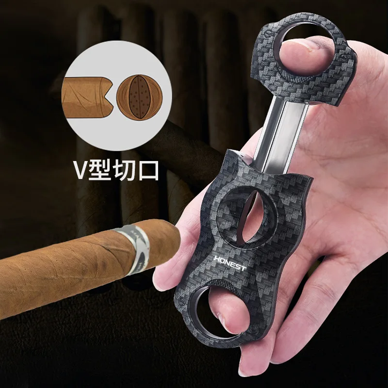 

Black Portable Cigar Scissors Double-edged Stainless Steel Cuban Cigar Scissors Tool Men's Gift