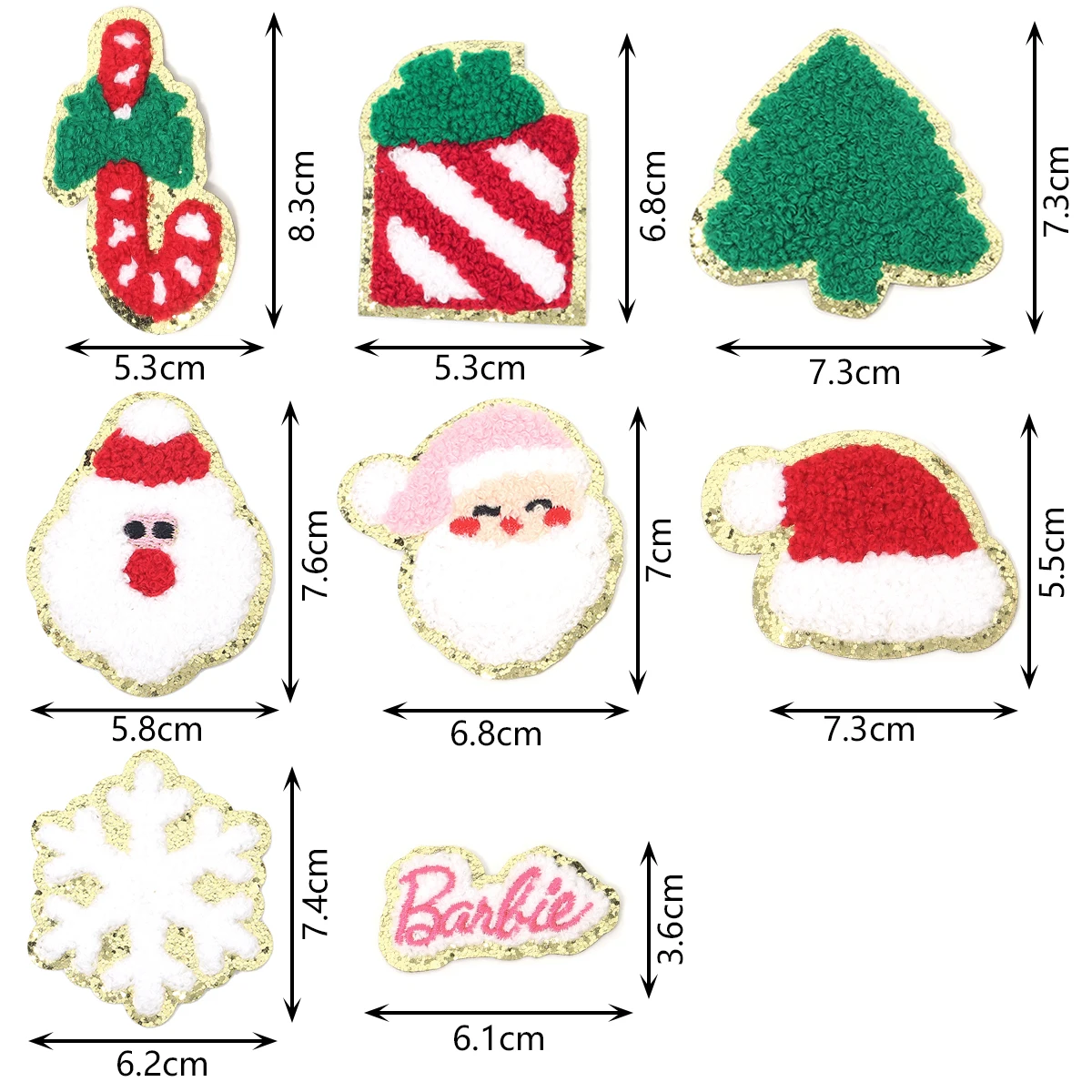 4pcs/lot Christmas Series Embroidery Alphabet Ironing Patch Fabric For Clothing Bags Crafts Clothing Uniforms Sew Decoration