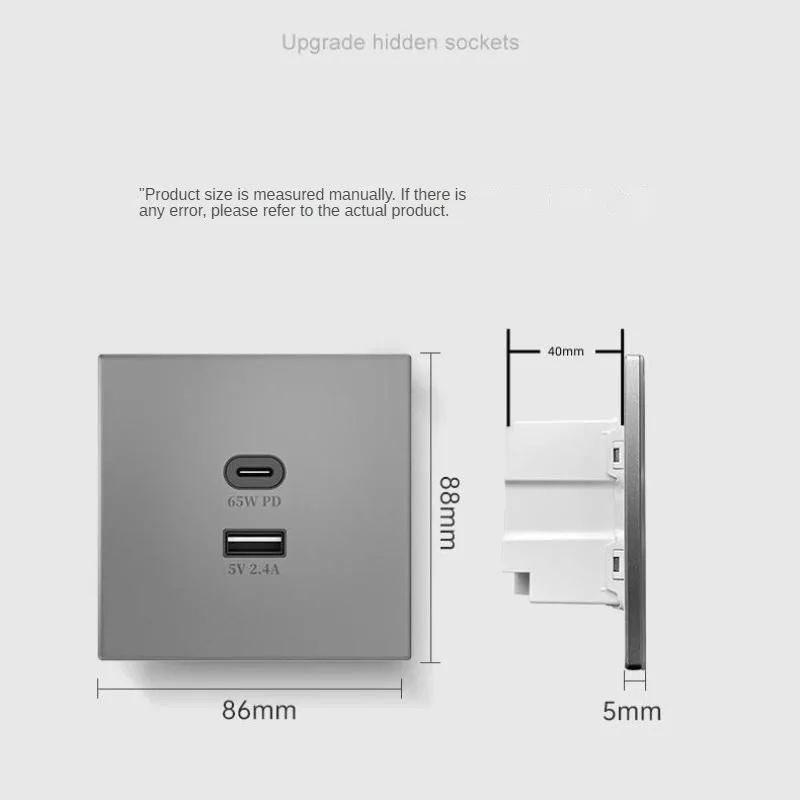 Imagem -05 - Universal 65w Super Carga Rápida Porta Usb de Vidro de Plástico Tomada de Parede de Energia tipo c Adaptador de Carga Rápida Usb Soquete