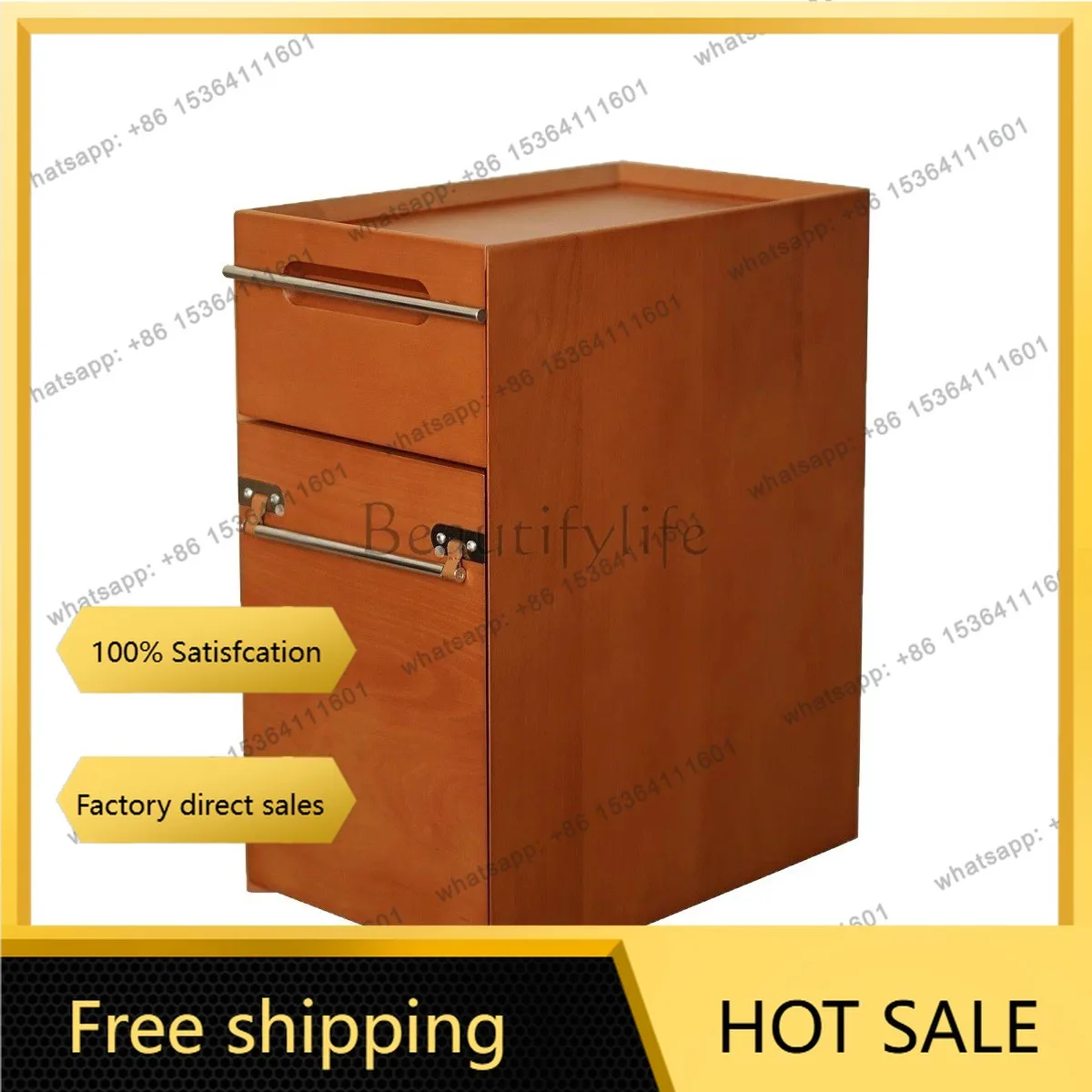 LS Timber Room Bedside Table Household Bedroom Small Solid Wood Modern Simple Very Narrow Small Coffee Table