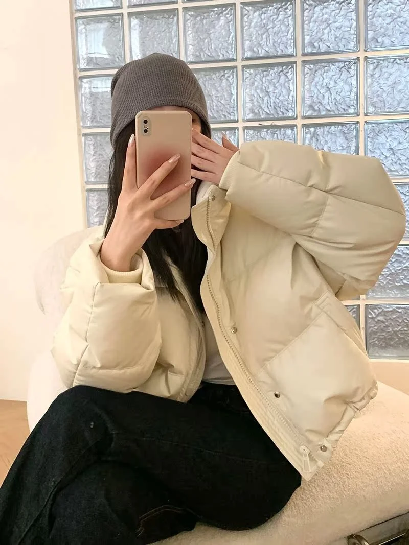 een ort Women's down Jaet Winter 2025 New High-End Sense Bread Street Sle Thin Coat Korean Version Straight Tube