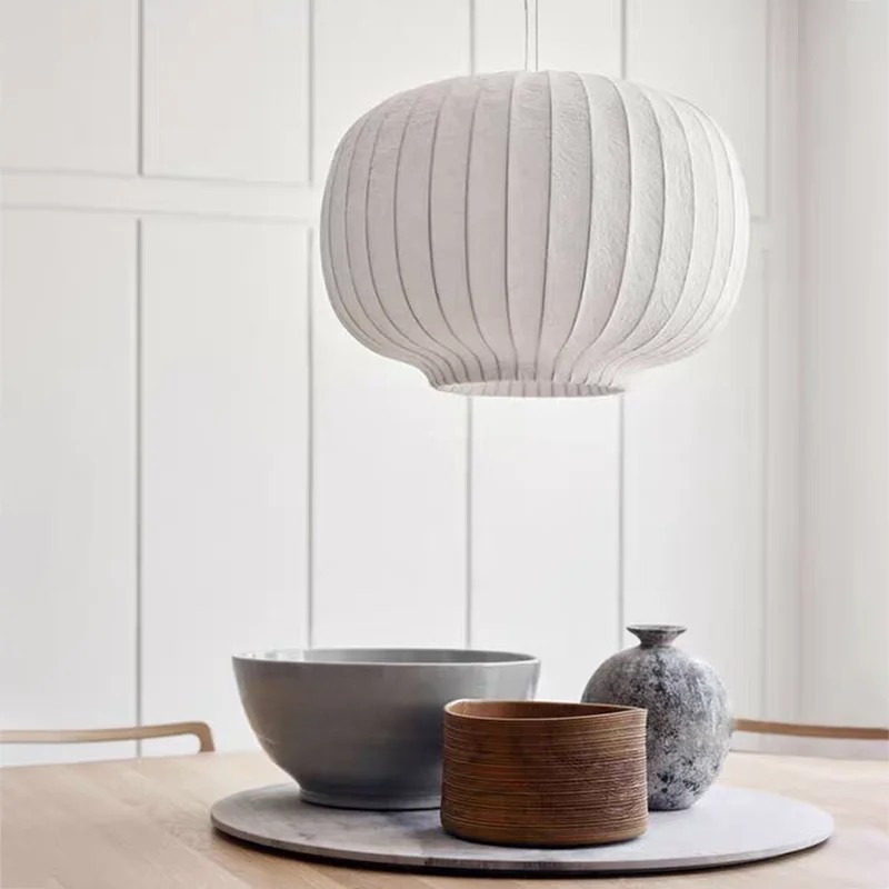 

Japanese Wabi Sabi Silk White Pendant Light Living Dining Room Bedroom Bar Home Decor Nordic Art Chandelier Indoor Lighting Lamp