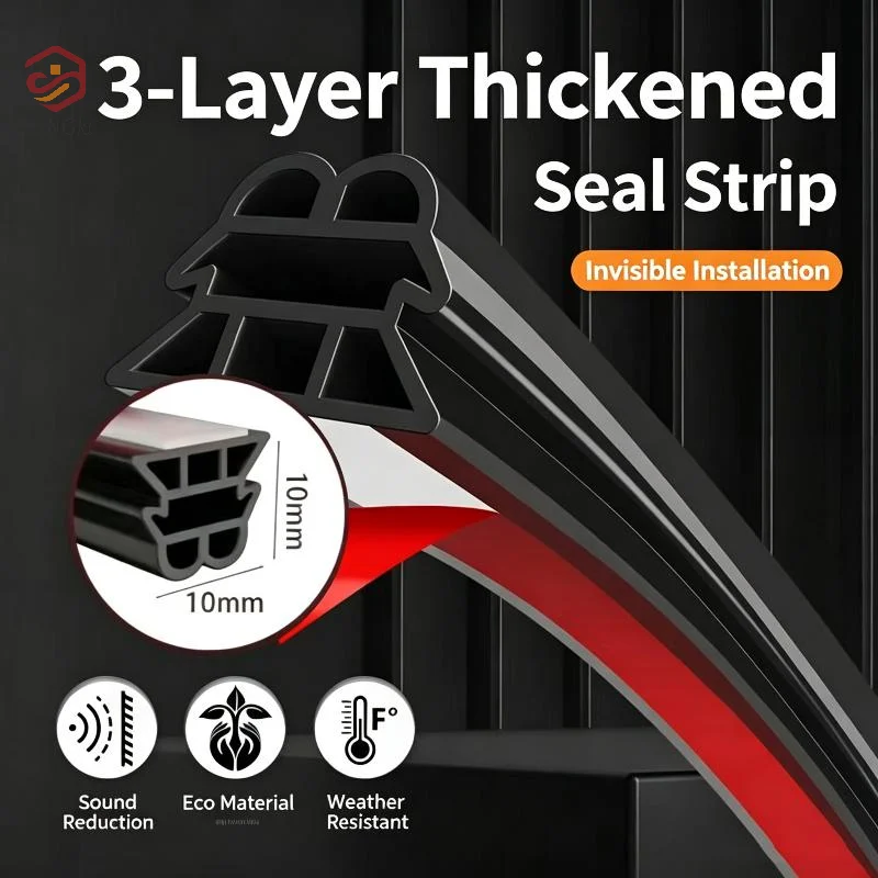 Self Adhesive Door Window Seal Strip Three Layer Thick Rubber Weather Stripping Windproof Anti Collision Insulation Tape