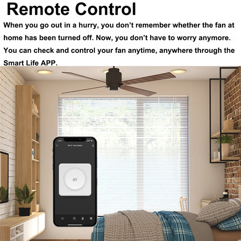 ABMF-Smart Wifi Fan Switch 5 Speed Control EU Ceiling Fan Rotary/Knob Switches Tuya Remote For Alexa Google Home