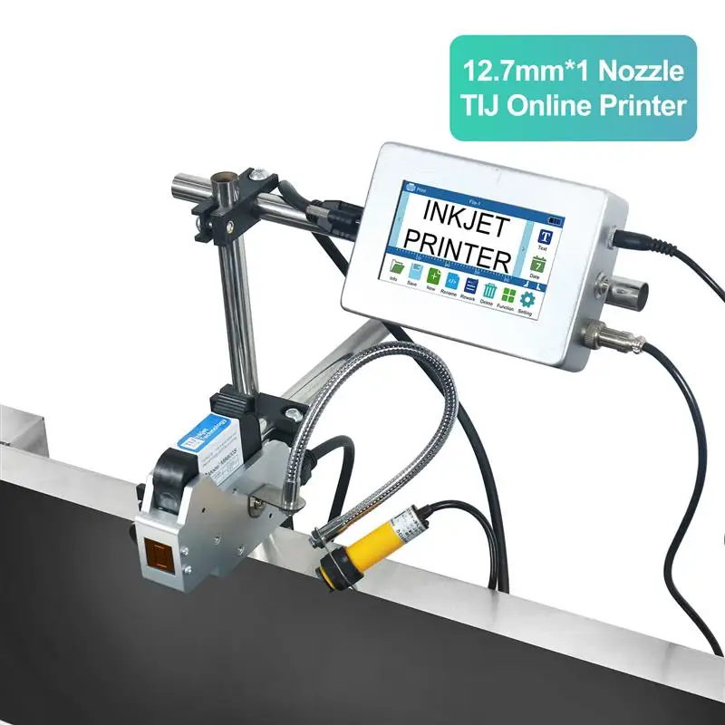 New! 4.3'' Industrial Online Inkjet Printer 12.7/25.4mm for QR Barcode Batch Number Logo Expiry Date Coding Machine (No