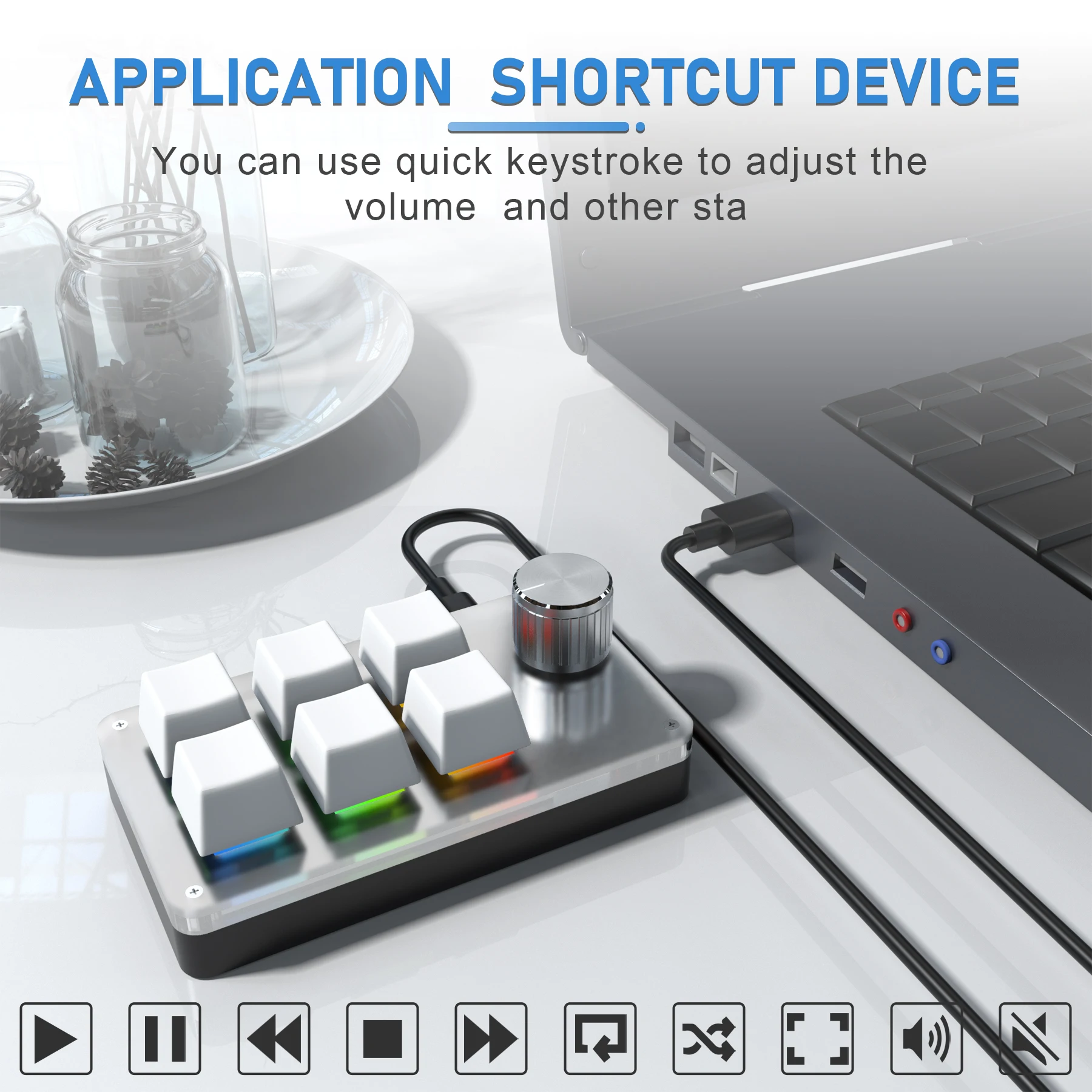 سلكي RGB 6 مفتاح 1 مقبض USB مخصص برمجة ماكرو لوحة مفاتيح ميكانيكية صغيرة محمولة فوتوشوب لوحة مفاتيح الألعاب القابلة للتبديل السريع #1