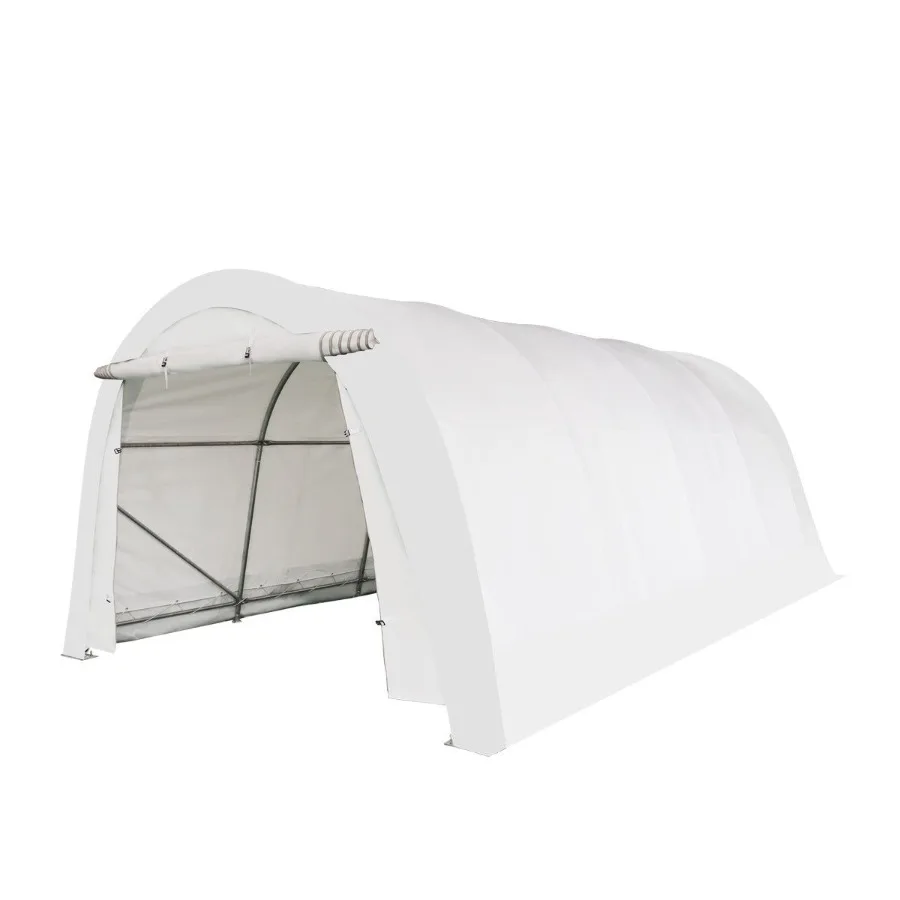 

12' x 20' Car Shelter w Rounded Roof HeavyDuty 11 OZ PE Fabric Cover Galvanized Steel Frame Fabric front rollup door TMGST1220R