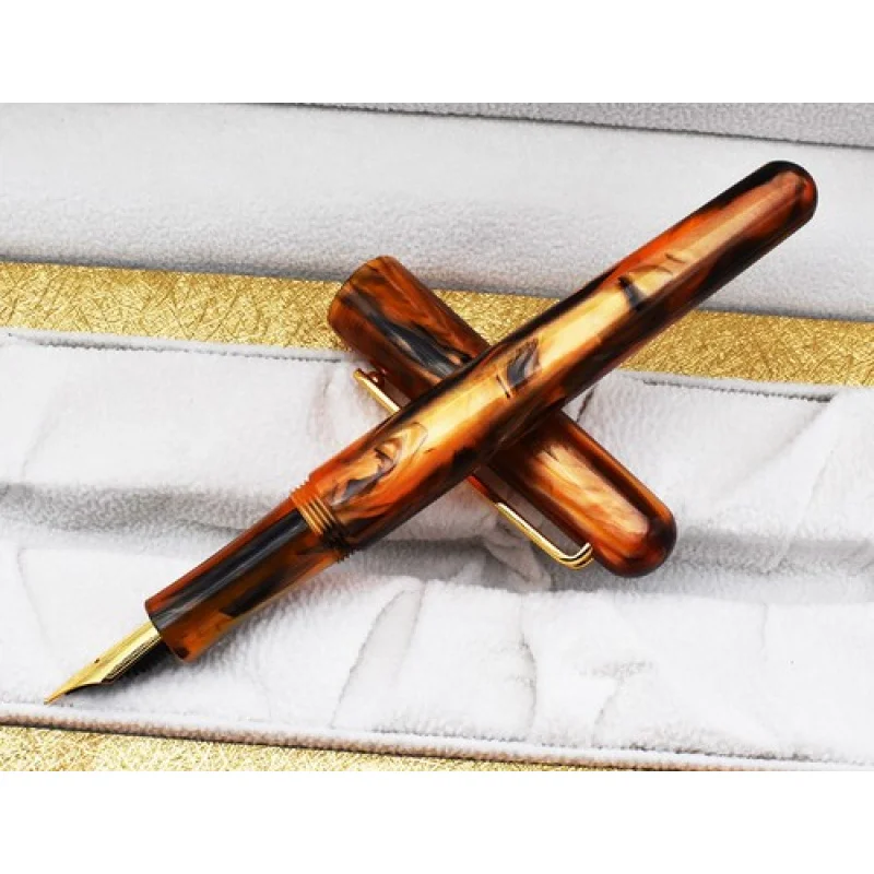 A+ New Picasso Celluloid Fountain Pen Aurora Brown PS-975 Iridium Fine Gift Pen