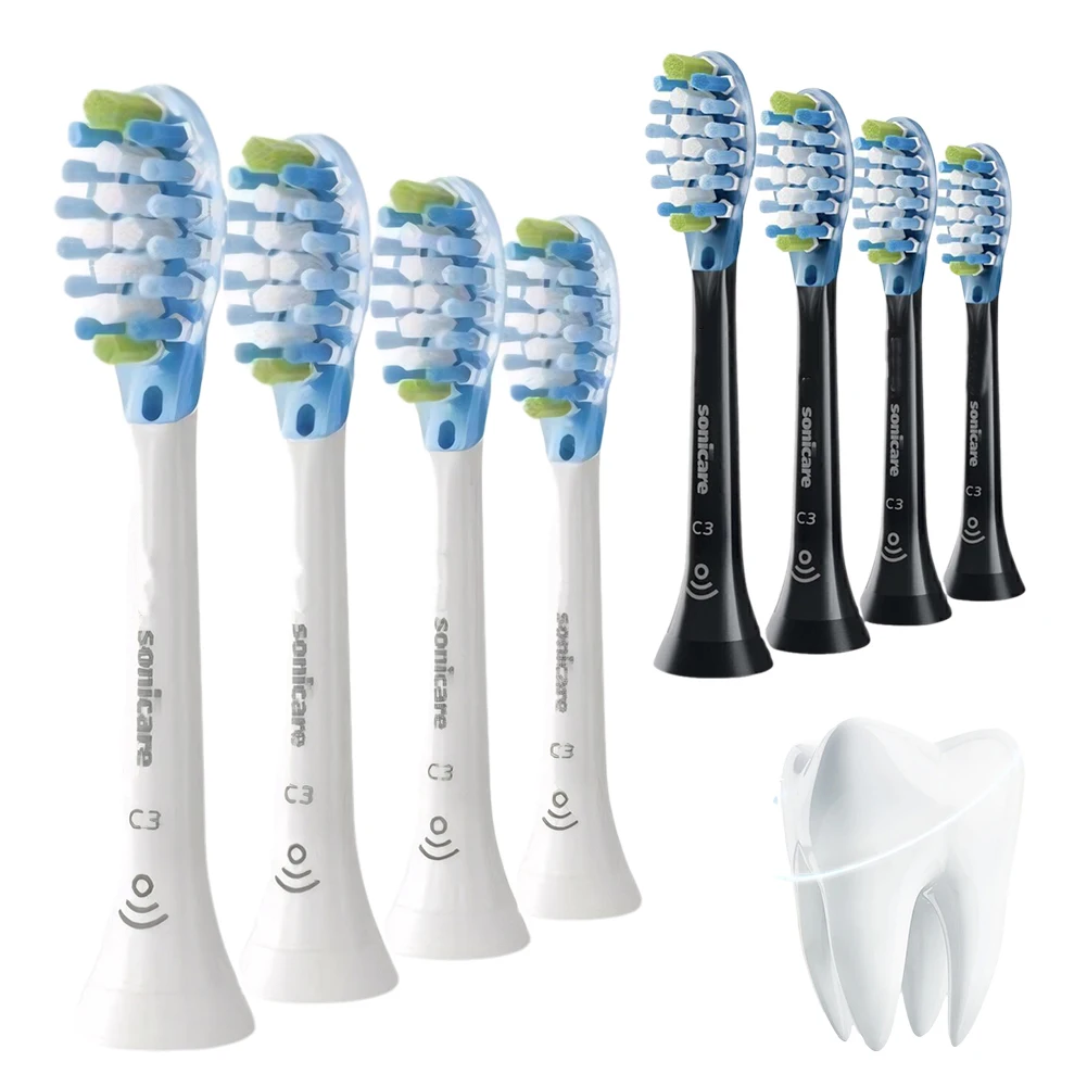 For Philips Sonicare C3 4PCS Toothbrush Heads Electric Toothbrush Head Toothbrush Brush Head White Or Black Plaque Defence