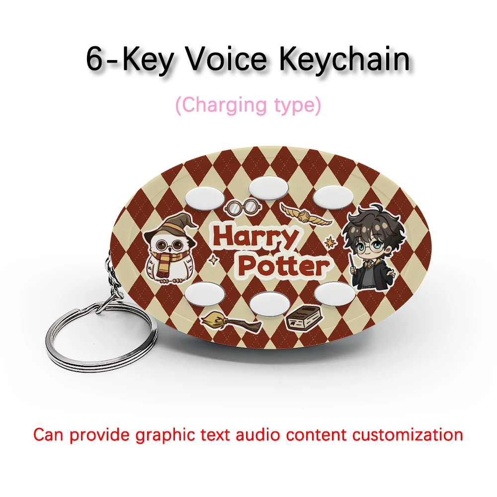 Creative Voice Keyring For Movie Harry Potter Protagonist 6-Key Audio / Picture Customization Rechargeable Keychain Pendant Gift