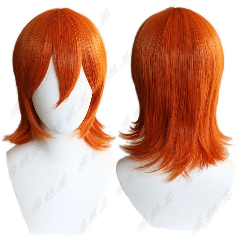 

Short Universal Golden Orange Wolf Tail Cosplay Wig Heat Resistant High Temperature Fiber for Cosplay Party Halloween
