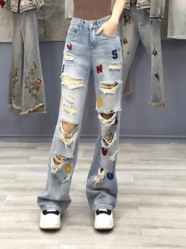 

Модные американские джинсы Slim Fit для женщин, летние, тонкие, повседневные, широкие брюки в пол, с высокой талией, из смесового хлопка