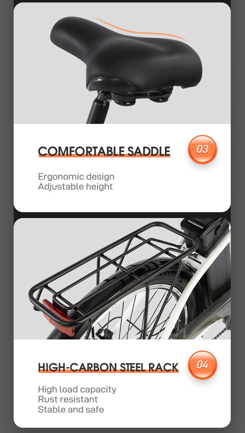 DYU C6 Elektrofahrrad 26 Zoll 250W All-Terrain-Elektrofahrrad 36V 12,5AH Batterie Elektrofahrräder für den Stadtverkehr – Detail 12