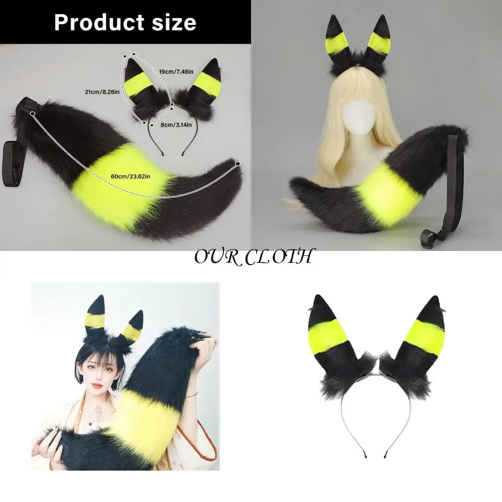 

Кошки Wolf Foxes уши уши с повязкой головокружение Furry Foxes Хвост плюшевые животные уш