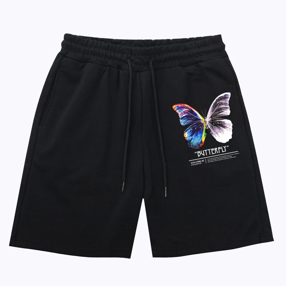 Butterfly Print Men Shorts Pure Cotton Breathable Casual Shorts Training Mens Gym Men Shorts Sport Gym Short