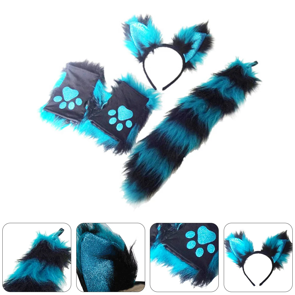 Dress up Fox Suit Halloween Decor Animal Tail Headdress Prom Ears Plush Wear Child Lovely Hair Clamp