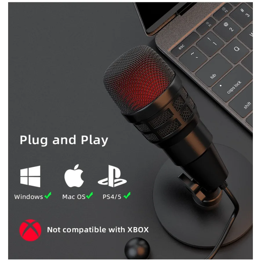USB Computer Microphone for PC Mac Notebook - Noise Cancelling Condenser Mic for Live Streaming Karaoke And Gaming